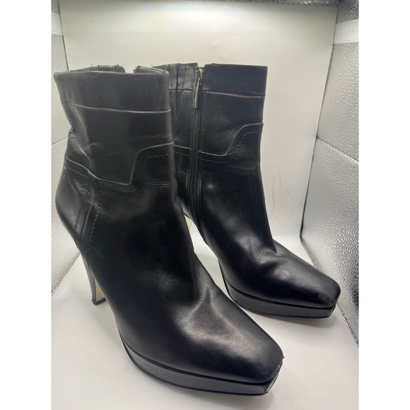 Donald Pliner Shoes - Donald Pliner Black Leather Platform Stiletto Ankle Boots Women's Size 7M